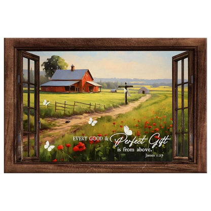 james 1 17 every good and gift is from above red barn in field wall art canvas (Landscape) (view 3)
