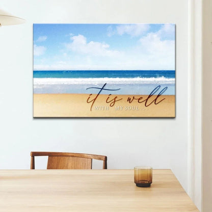 it is well with my soul canvas beach coastal christian wall art decor (Landscape) (view 3)