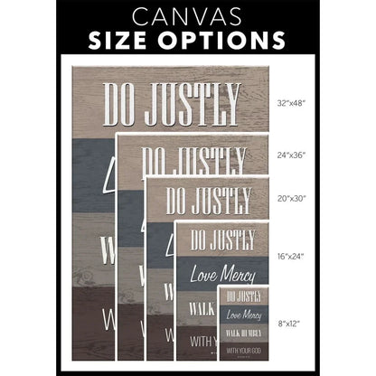do justly love mercy walk humbly micah 6 8 bible verse wall art canvas print (Landscape) (view 3)