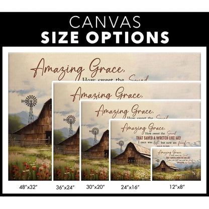 amazing grace how sweet the sound wall art old barn with flowers christian canvas art (Landscape) (view 3)