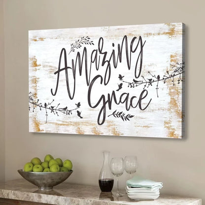 amazing grace rustic christian wall art canvas (Landscape) (view 4)