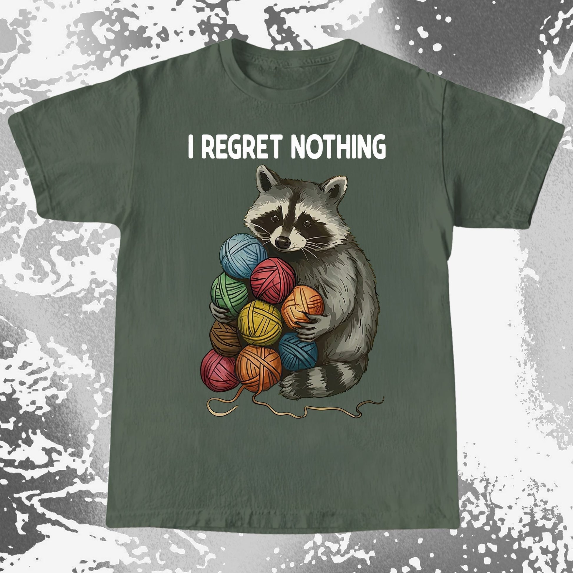 I Regret Nothing Raccoon Yarn Shirt, funny meme tee gift (view 5)
