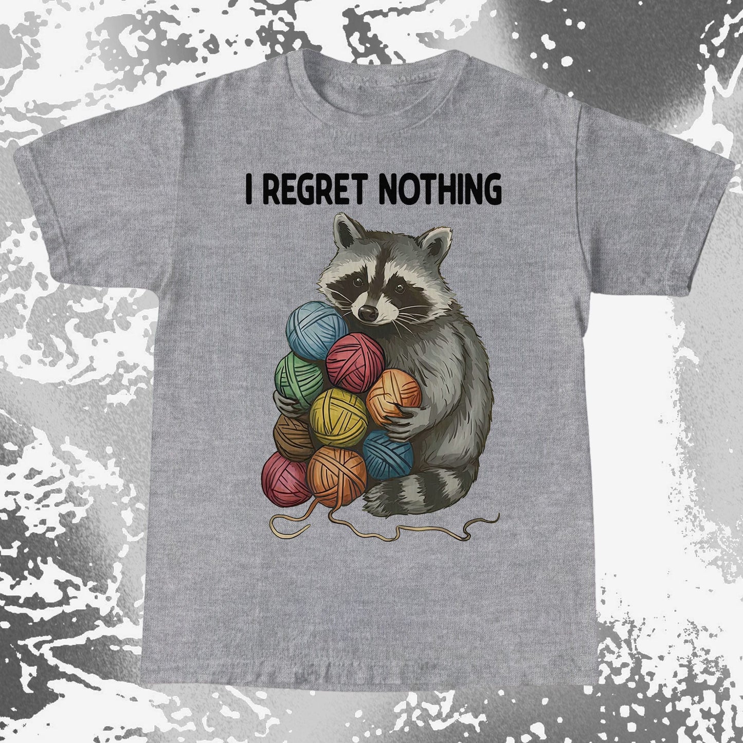 I Regret Nothing Raccoon Yarn Shirt, funny meme tee gift (view 4)