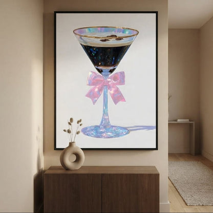 Iridescent Espresso Martini Bow Canvas Wall Art