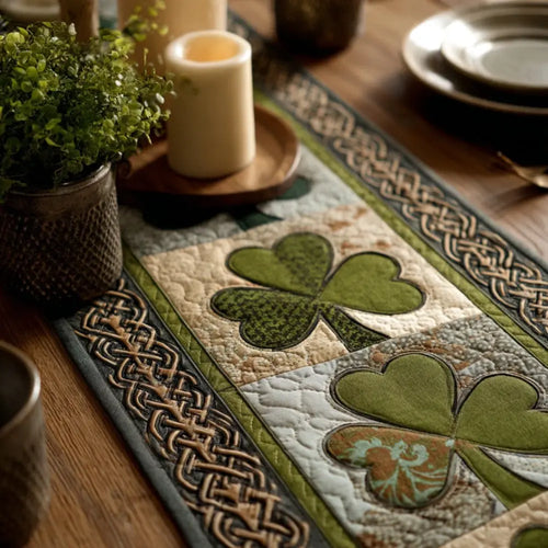 Irish Green Quilted Table Runner