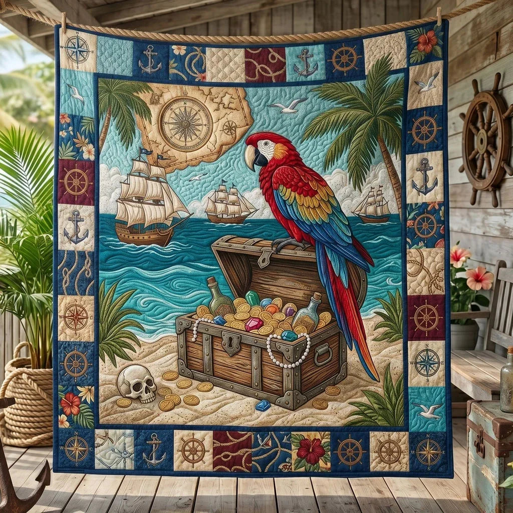 Island Treasure Parrot Quilt Blanket