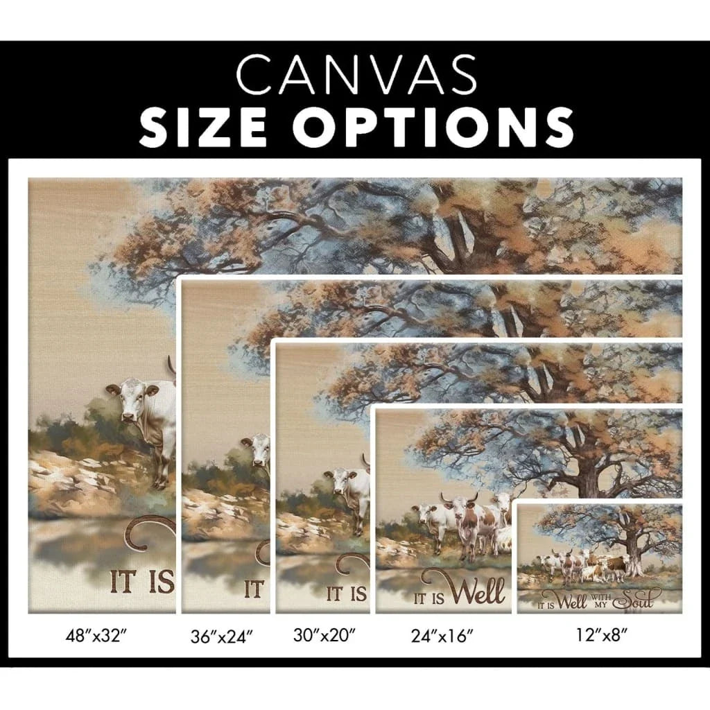 christian wall art it is well with my soul canvas art cows under tree (Landscape) (view 5)