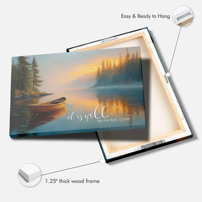 it is well with my soul tranquil lake sunrise christian wall art canvas (Landscape) (view 6)