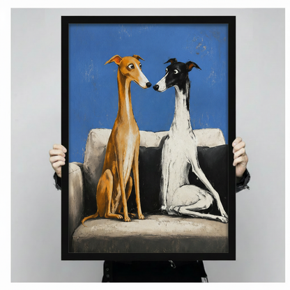 Two Greyhounds on Sofa Canvas Art Wall Art