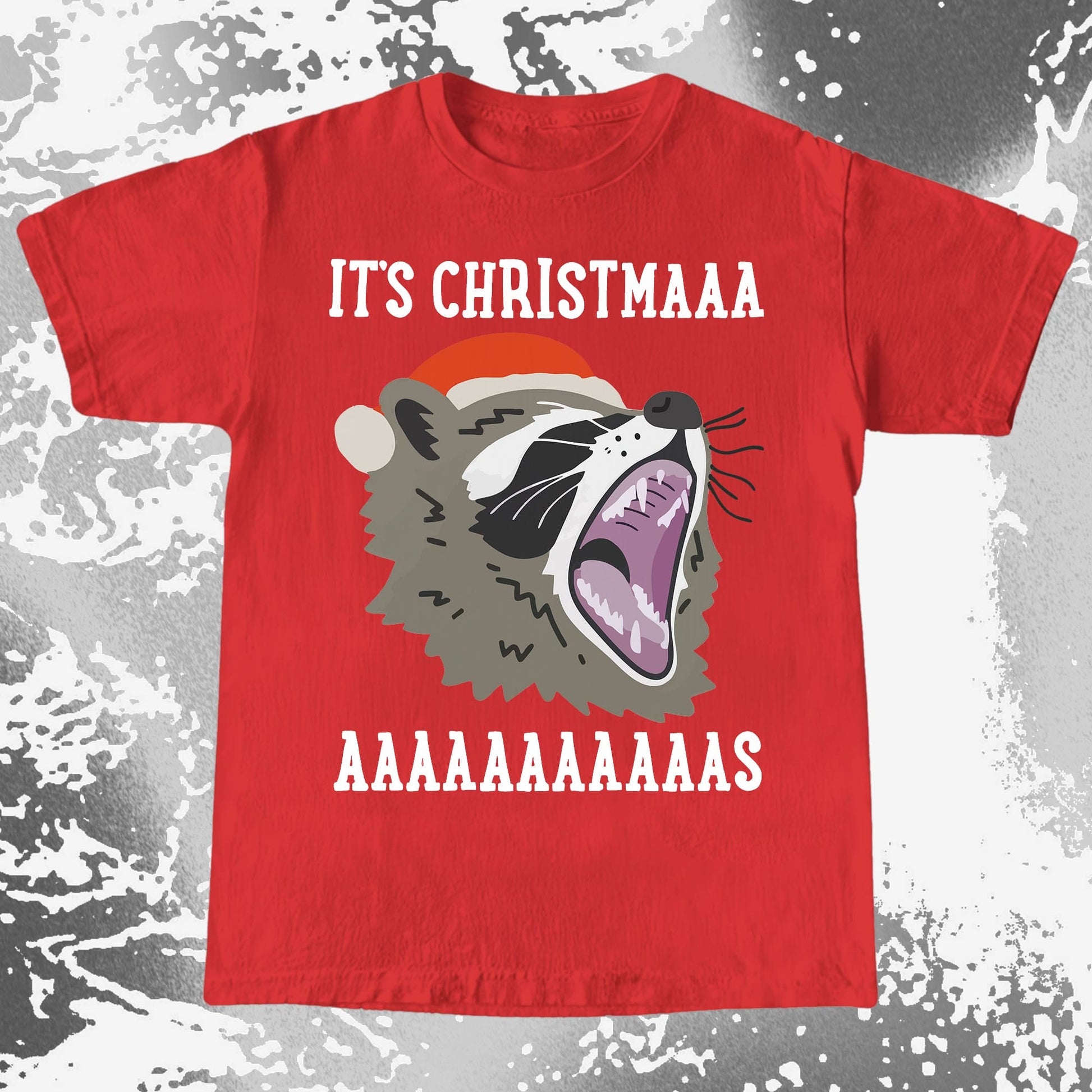 Raccoon Christmas Scream, funny meme tee gift (view 5)