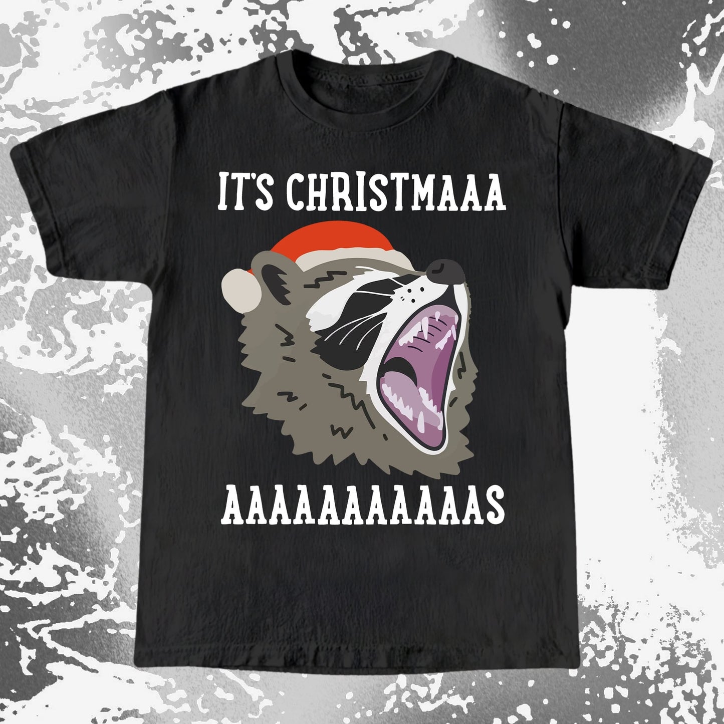 Raccoon Christmas Scream, funny meme tee gift (view 3)