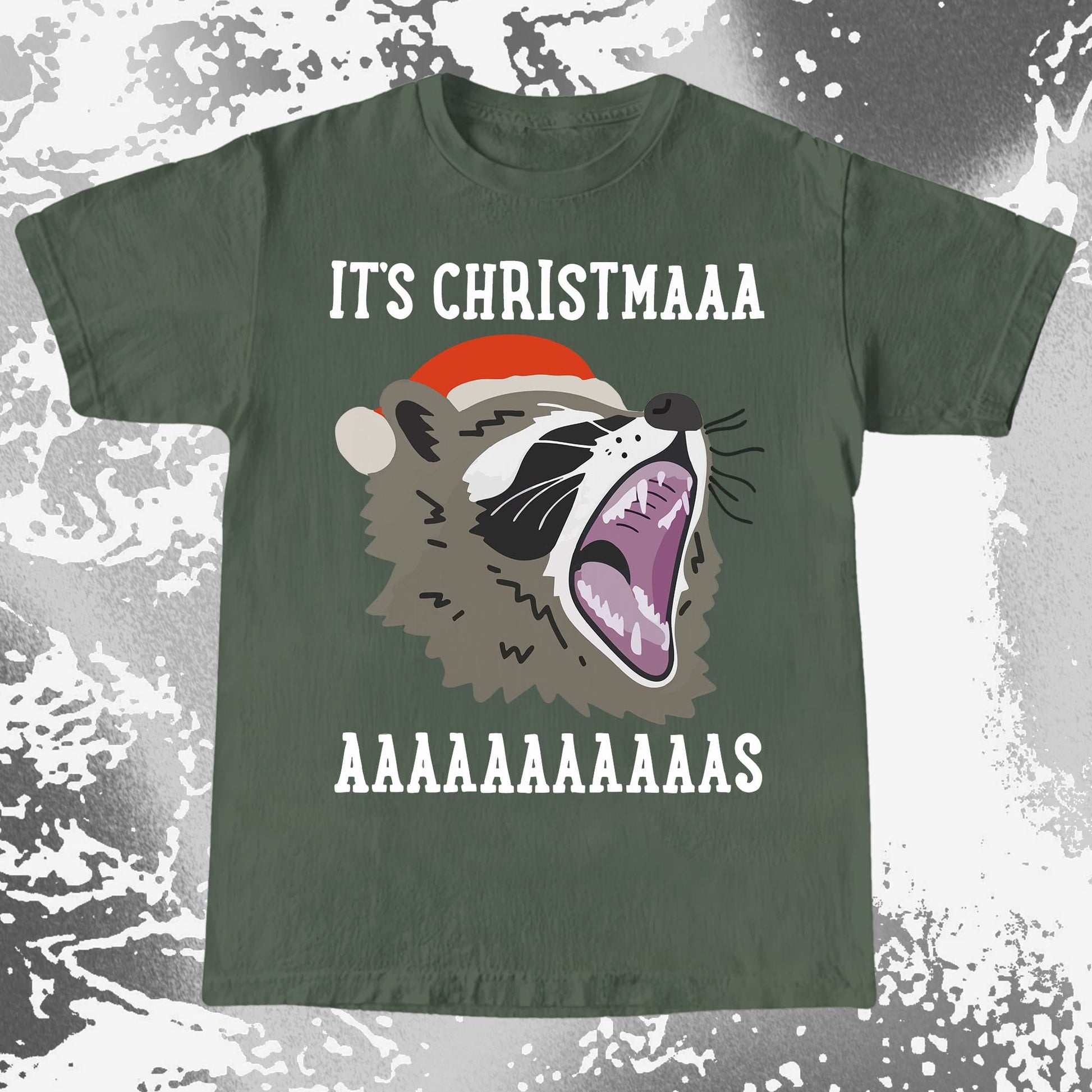 Raccoon Christmas Scream, funny meme tee gift (view 4)