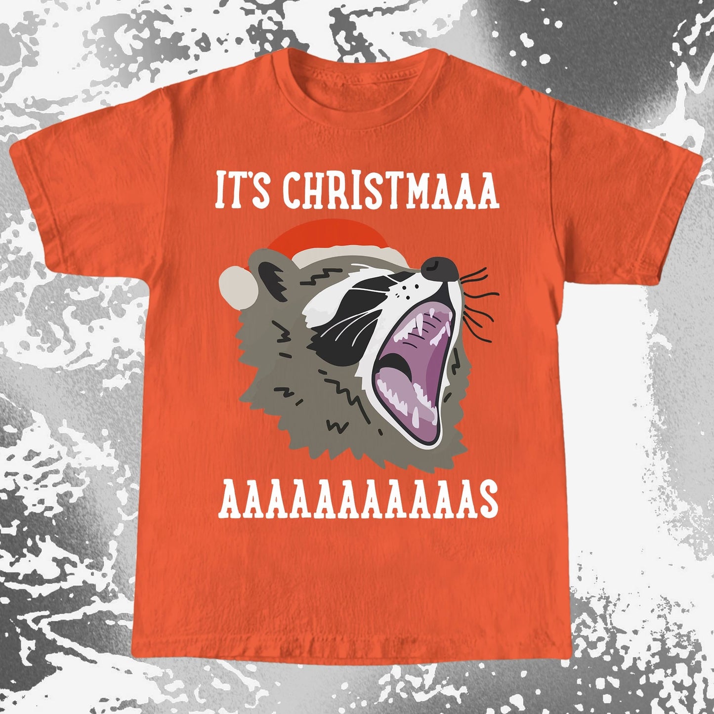 Raccoon Christmas Scream, funny meme tee gift (view 7)