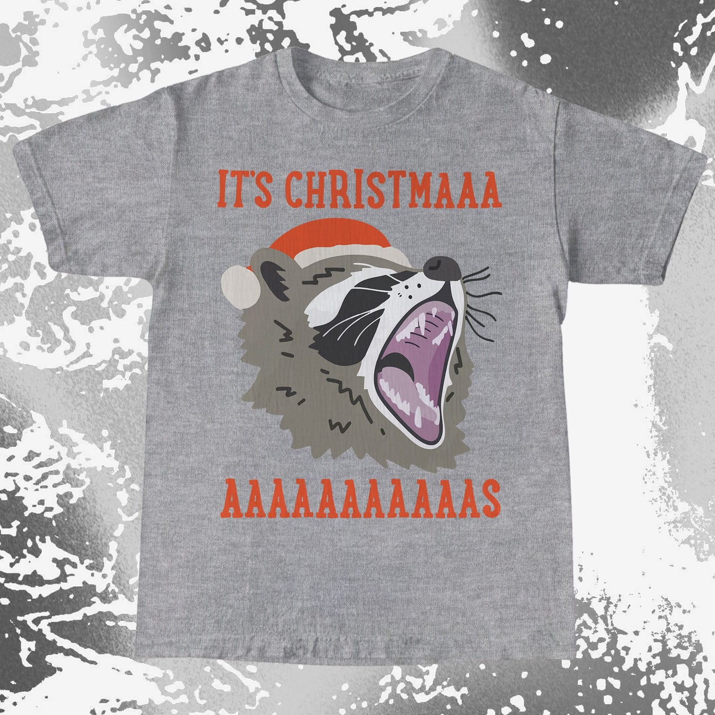 Raccoon Christmas Scream, funny meme tee gift (view 6)