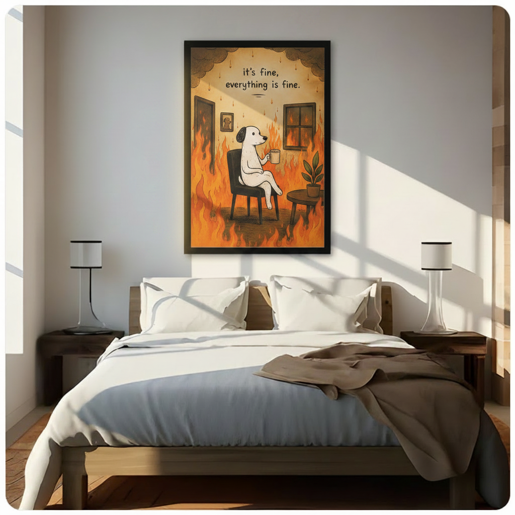 It's Fine Everything Is Fine Dog Meme Canvas Art