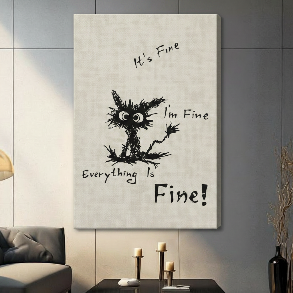 It's Fine Cat Funny Quote Wall Art 3045