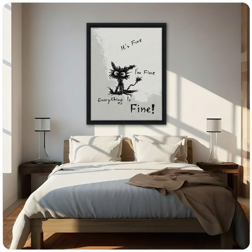 It's Fine Cat Funny Quote Wall Art 3045