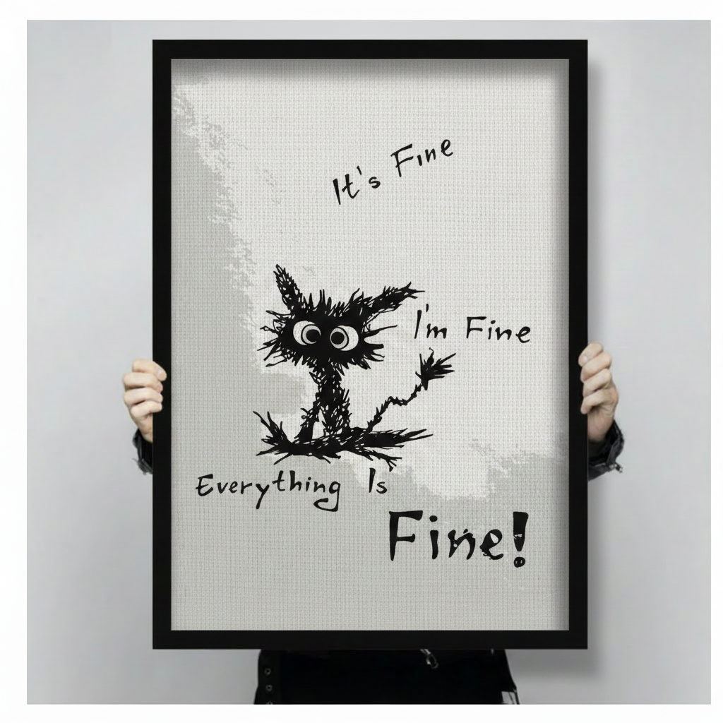 It's Fine Cat Funny Quote Wall Art 3045