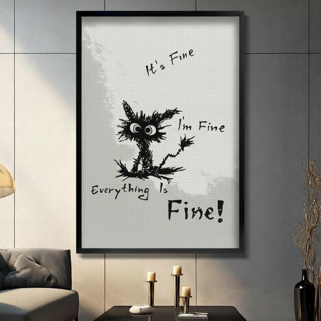 It's Fine Cat Funny Quote Wall Art 3045