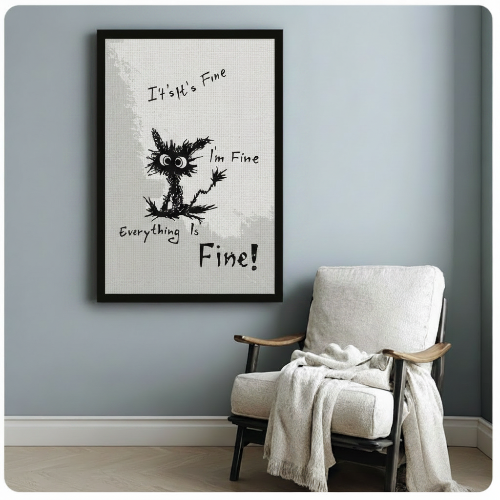 It's Fine Cat Funny Quote Wall Art 3045