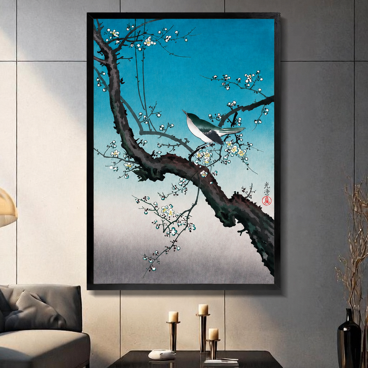 Japanese Bird Plum Blossom Ukiyo-e Canvas Arte