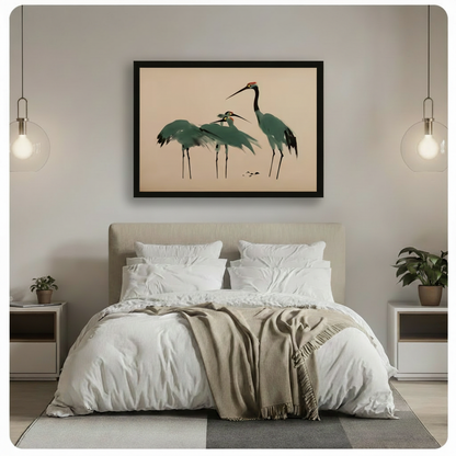 Chinese Ink Cranes Canvas Wall Art