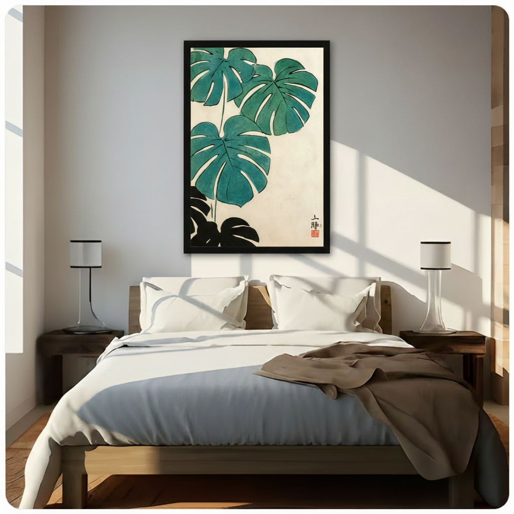 Japanese Monstera Botanical Canvas Wall Art