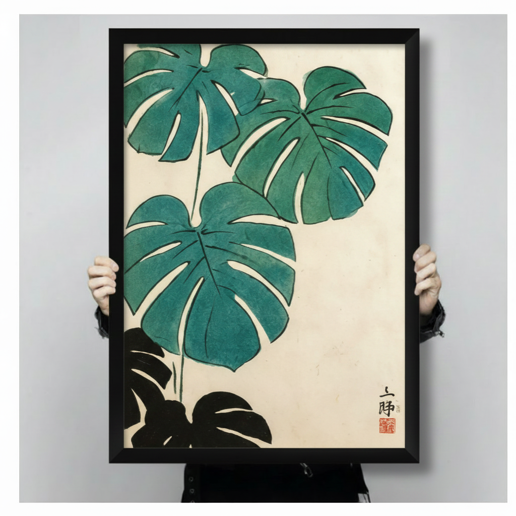 Japanese Monstera Botanical Canvas Wall Art