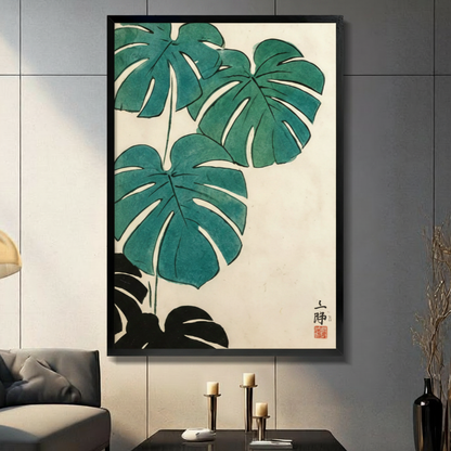 Japanese Monstera Botanical Canvas Wall Art