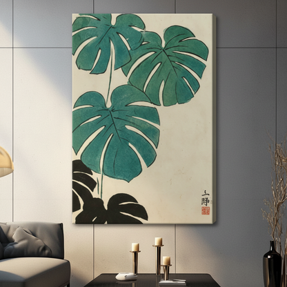 Japanese Monstera Botanical Canvas Wall Art