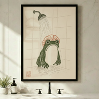 Japanese Frog Shower Funny Bathroom Canvas Wall Art