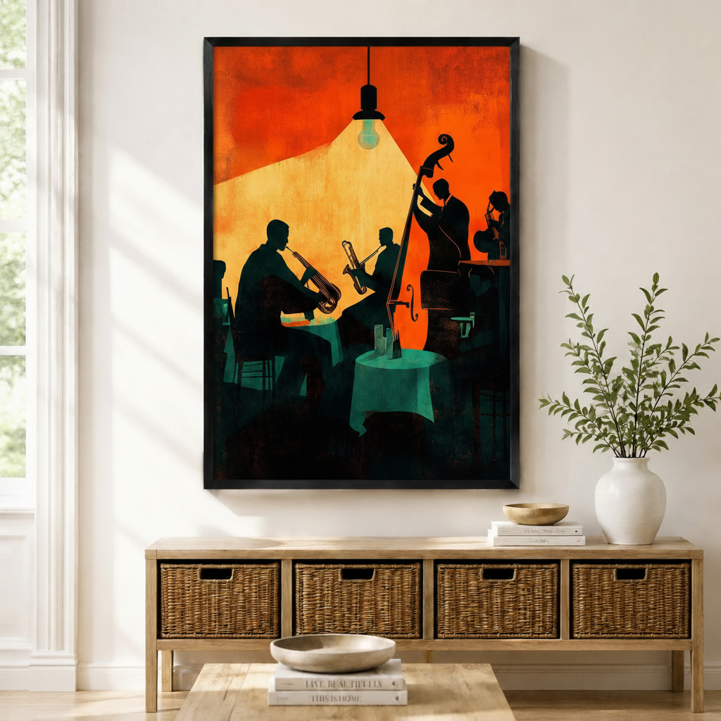 Jazz Bar Mid-Century Modern Canvas Art Wall Art