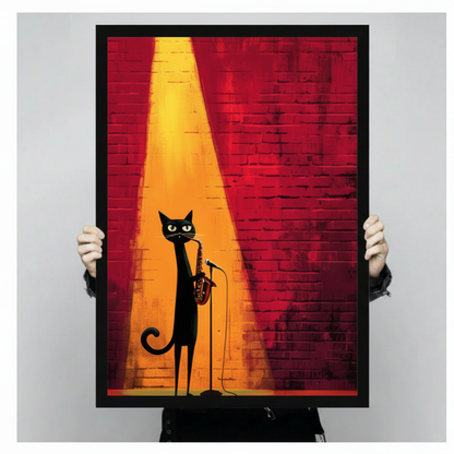 Jazz Cat Saxophone Spotlight Oil Painting Canvas