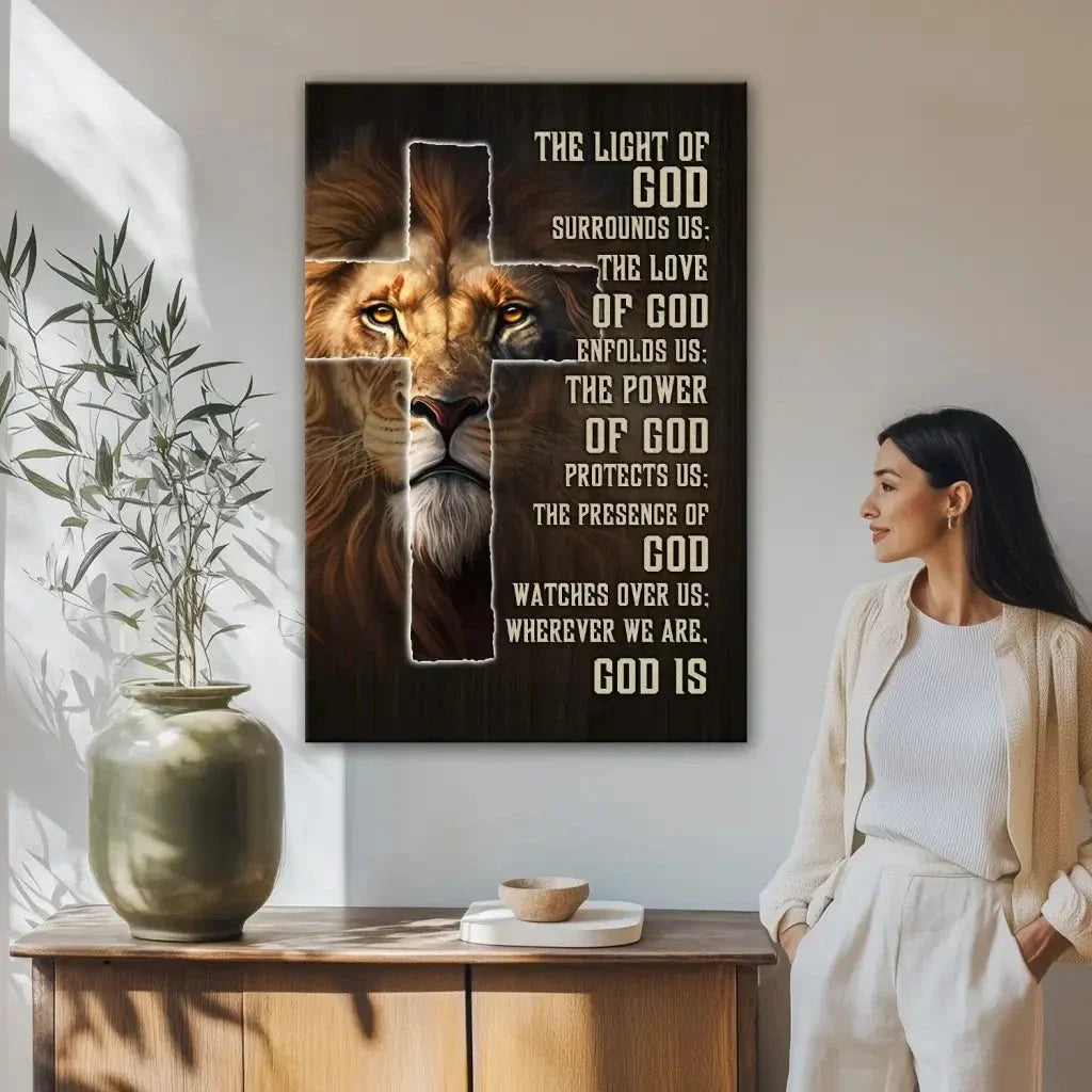 prayer for protection canvas lion of judah christian wall art (view 6)
