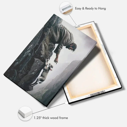 jesus reaching for a lost sheep wall art canvas (view 6)