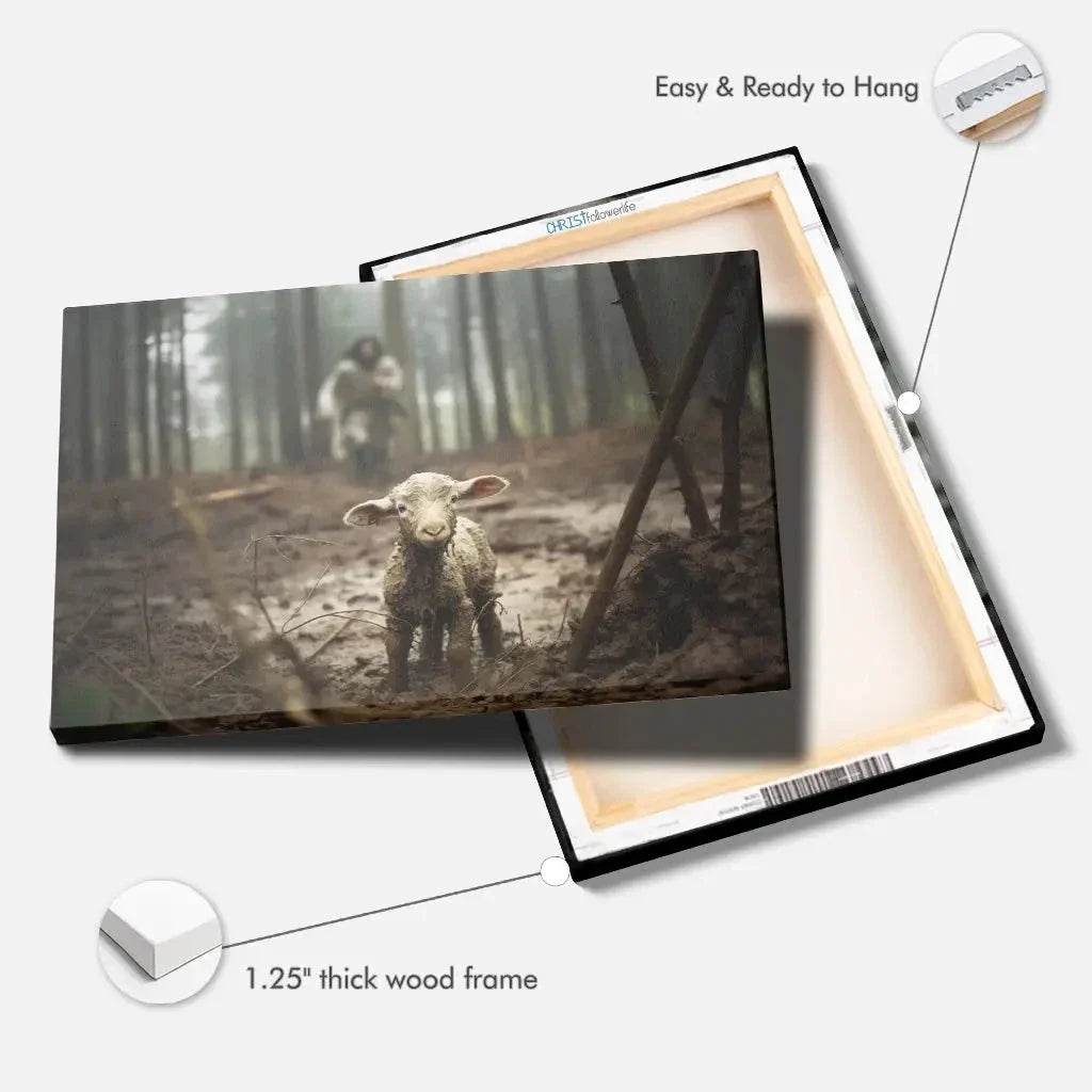 jesus running after a lost lamb jesus and lamb picture wall art canvas (Landscape) (view 6)