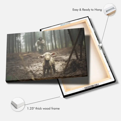 jesus running after a lost lamb jesus and lamb picture wall art canvas (Landscape) (view 6)