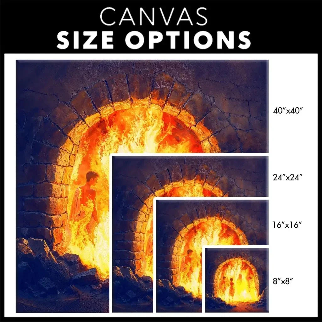 jesus with the three hebrew children in the furnace wall art canvas (Landscape) (view 11)