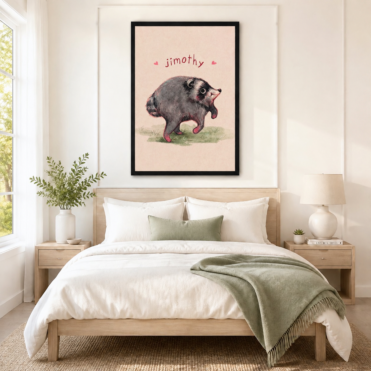 Jimothy Cute Raccoon Whimsical Canvas Wall Art