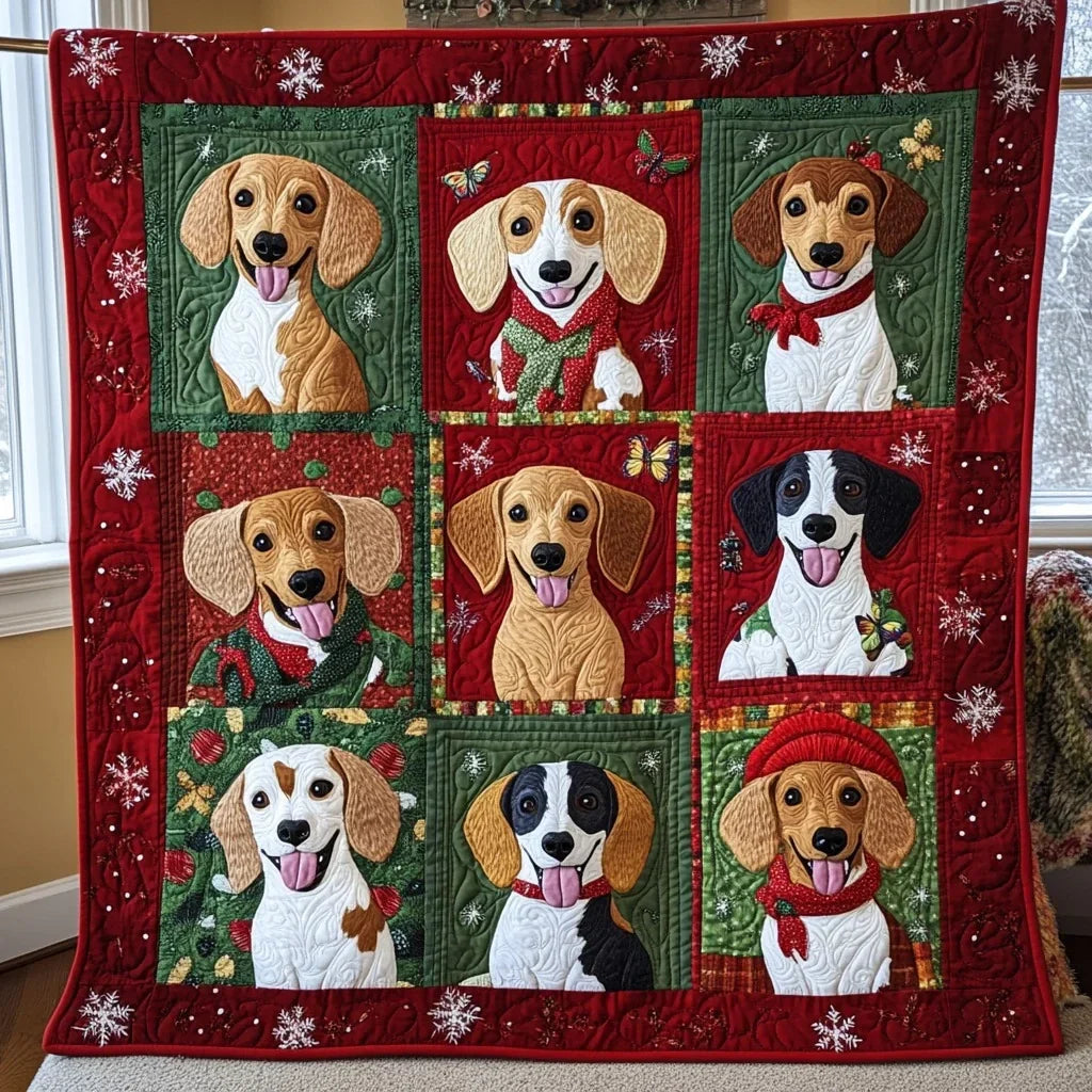 Jolly Dachshunds Quilt Blanket