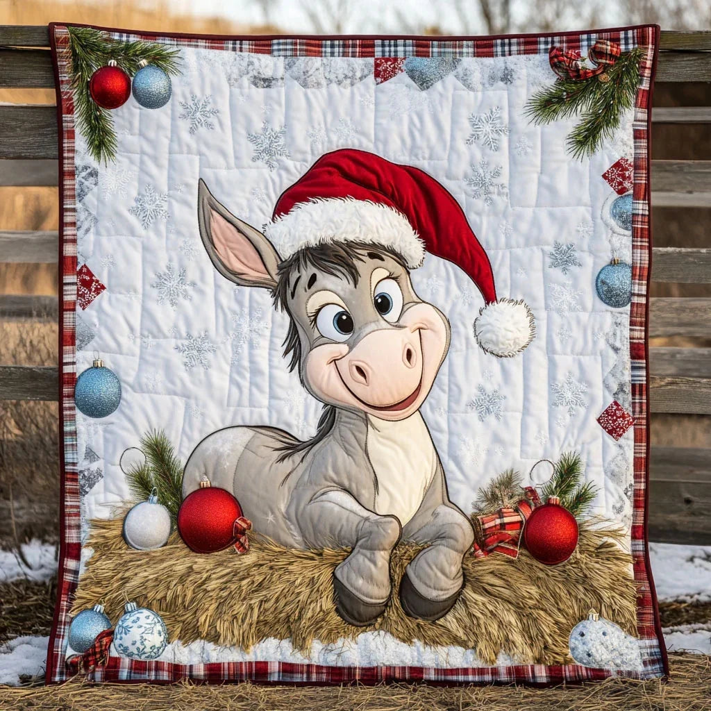 Jolly Donkey Christmas Quilt Blanket