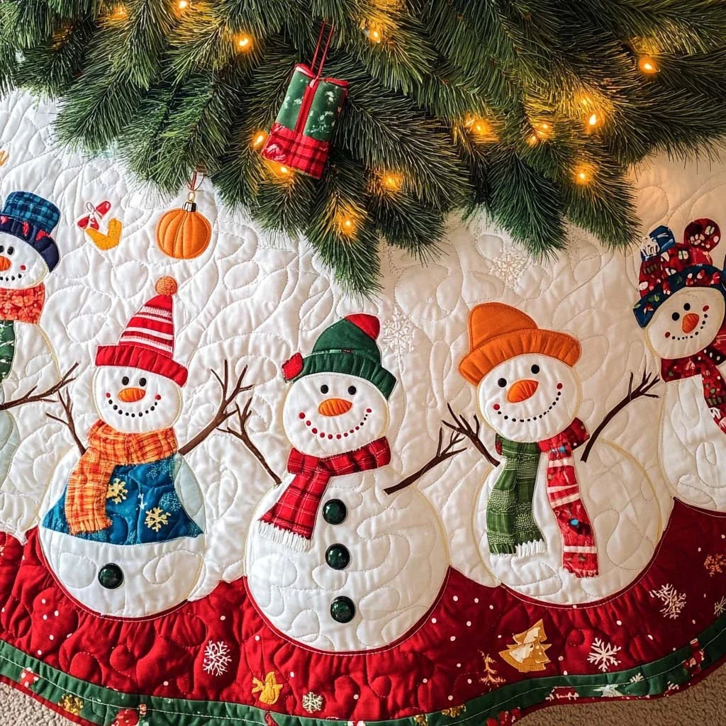 Jolly Gathering Christmas Quilted Tree Skirt