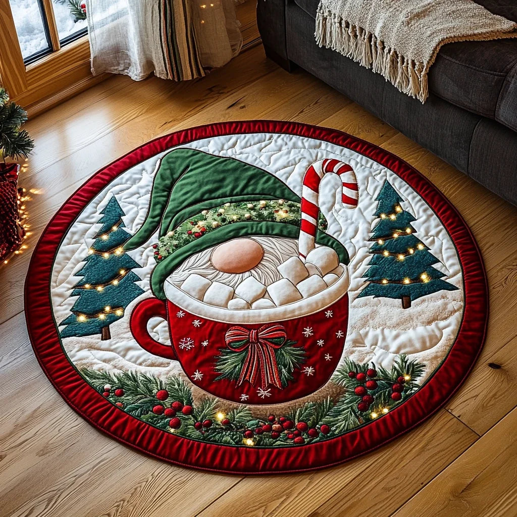 Jolly Gnome Cheer Quilted Round Mat