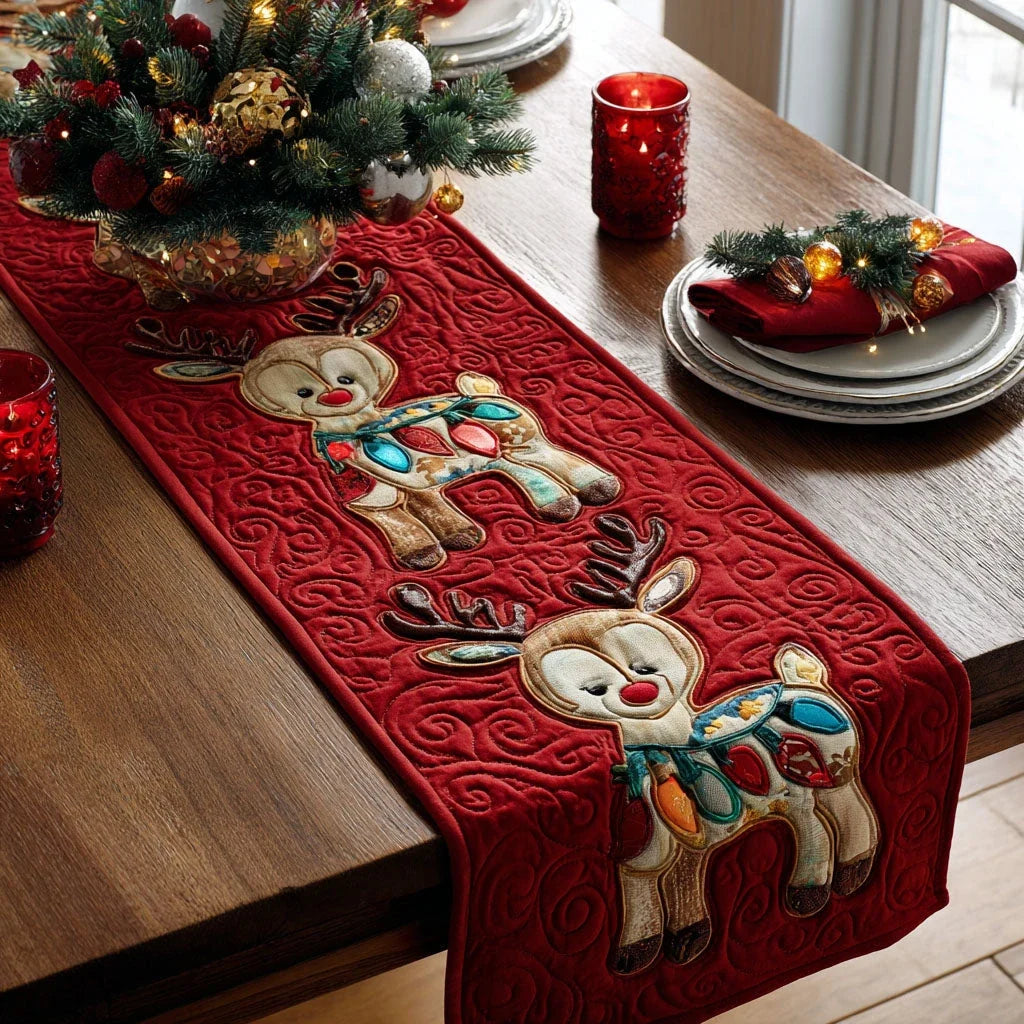 Jolly Reindeer Quilted Table Runner