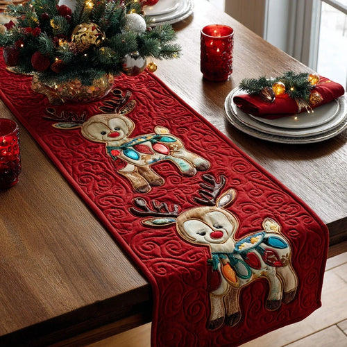 Jolly Reindeer Quilted Table Runner