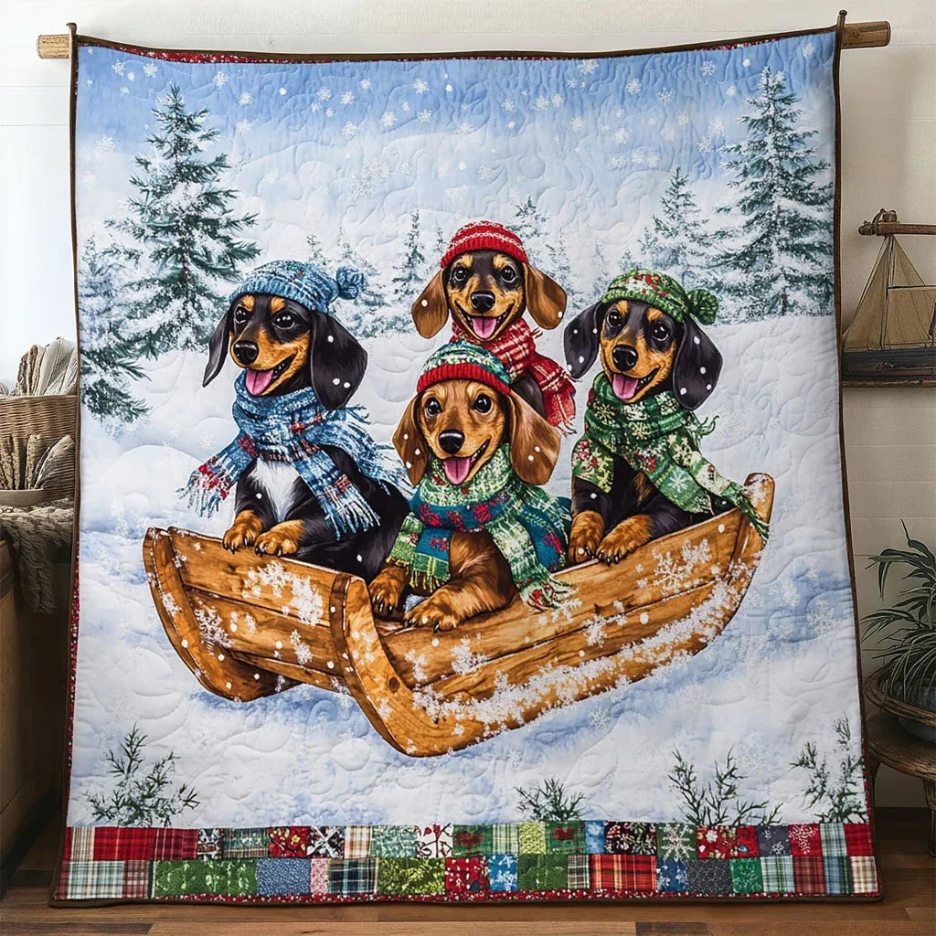 Jolly Ride Dachshund Quilt Blanket