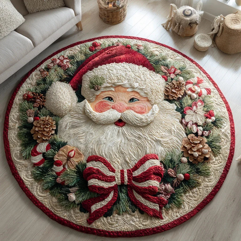 Jolly Santa Claus Quilted Round Mat