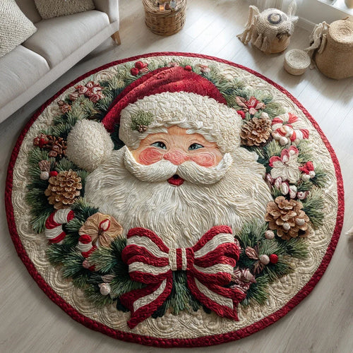 Jolly Santa Claus Quilted Round Mat