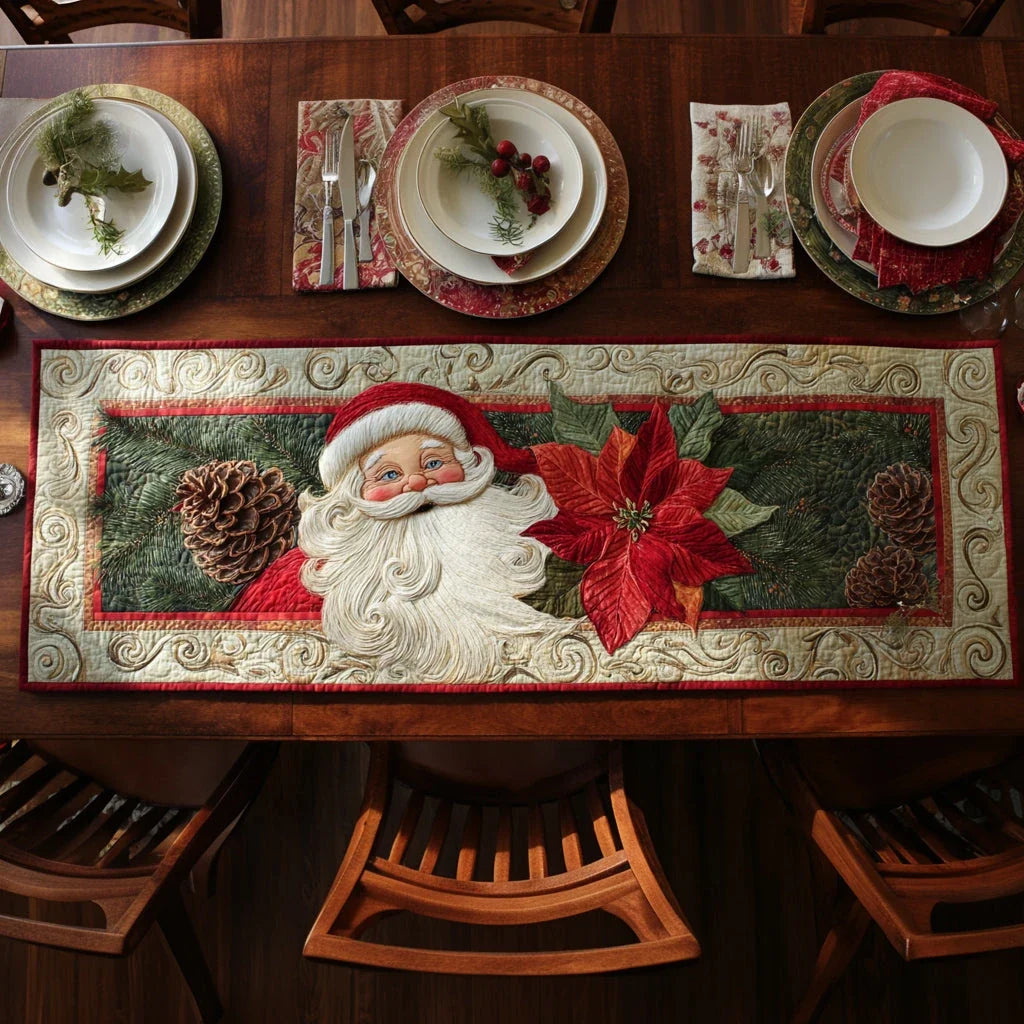 Jolly Santa Claus Quilted Table Runner