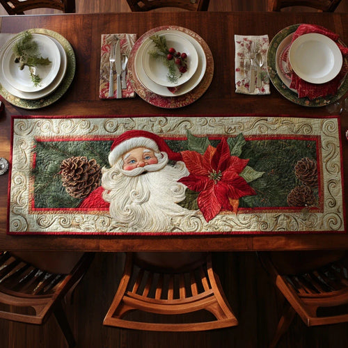 Jolly Santa Claus Quilted Table Runner